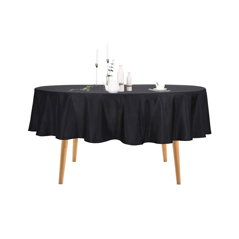 Ascoza 2pack 60 Inch Black Rectangular Tablecloth in Polyester Fabric for Wedding/Banquet/Restaurant/Parties