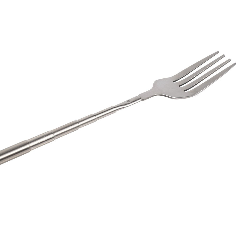 Telescopic Fork, 3PCS Stainless Steel Extendable Long Handle BBQ Dinner Fruit Dessert Fork, Sturdy and Durable 8.7-25.4inch