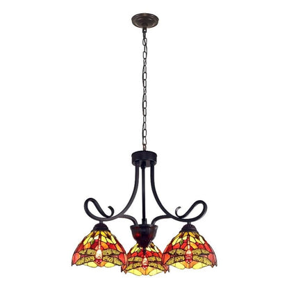 Chloe Lighting Empress Dragonfly Mini Chandelier, 3 Light, 24in Wide, Multicolor, Dark Bronze, Model CH3T471RD24-DD3