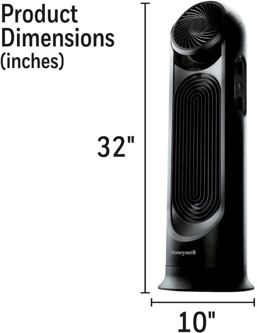 Honeywell TurboForce Tower Fan - 2-in-1 Quiet Operation with 6 Speeds | Stylish Black Design for Home & Office