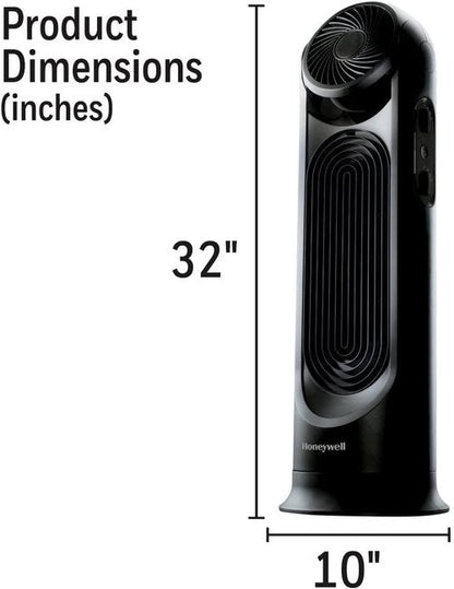 Honeywell TurboForce Tower Fan - 2-in-1 Quiet Operation with 6 Speeds | Stylish Black Design for Home & Office