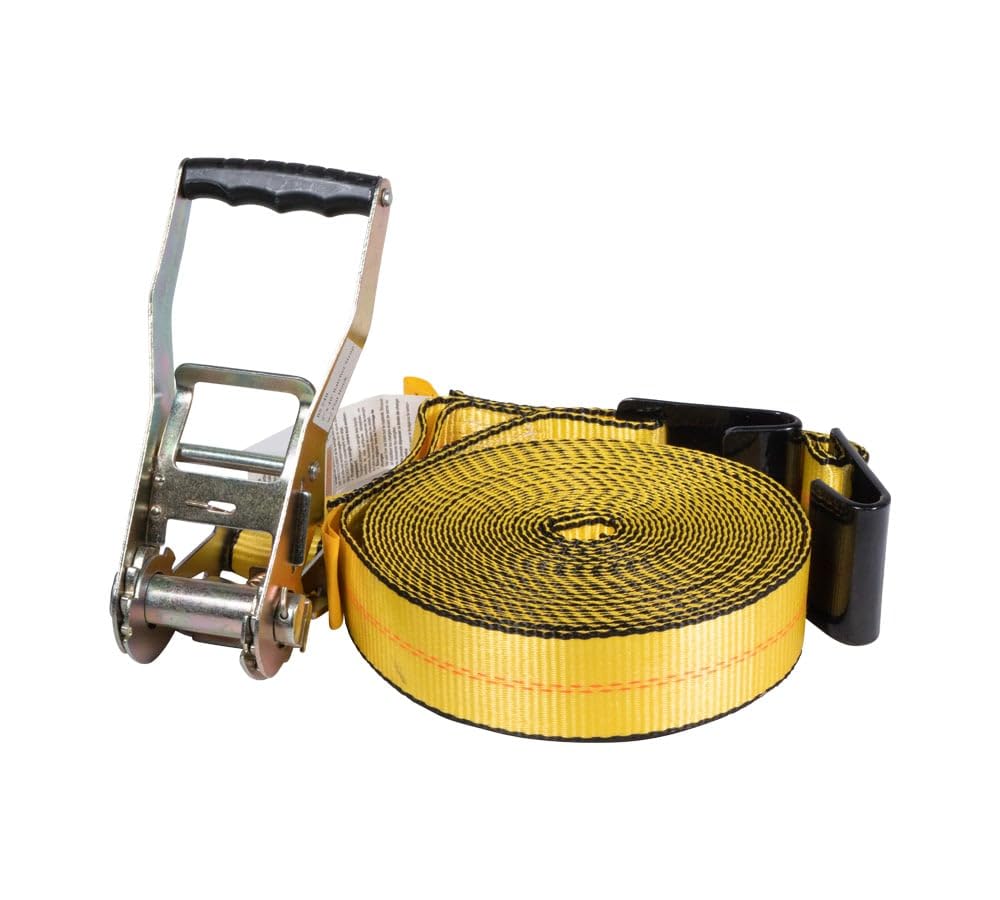 Mytee Products Ratchet Tie-Down Straps with Flat Hooks, 2" x 40' Ratchet Straps Yellow | 10,000 Lbs Breaking Strength | TieDown Ratchet Straps for Flatbed, Truck, Trailers Pickup (4 Pack)