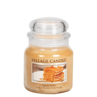 Village Candle Maple Butter 16 oz Glass Jar Scented Candle, Notes of Maple, Vanilla, Butter, Honey, Sugar, Featuring Dual Wick, Medium