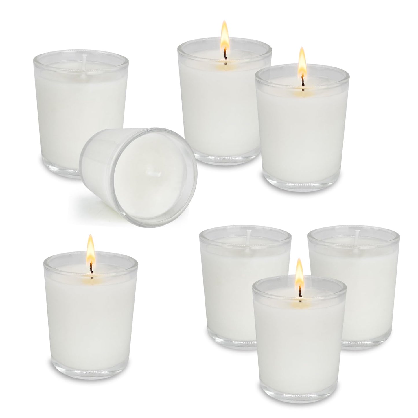 72 Pack Warm White Unscented Clear Glass Filled Votive Candles, Hand Poured Wax Candle Ideal Gifts for Aromatherapy Spa Weddings Birthdays Holidays Party