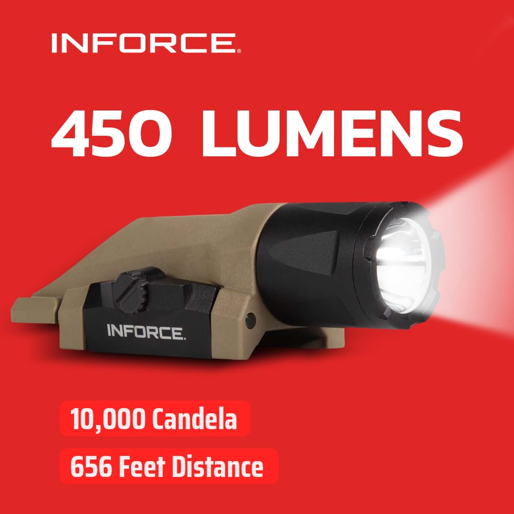 Inforce WML Gen 3 LED Weapon Light, White/IR LED, 450 Lumens, Black, IF71013 (Dark Earth)