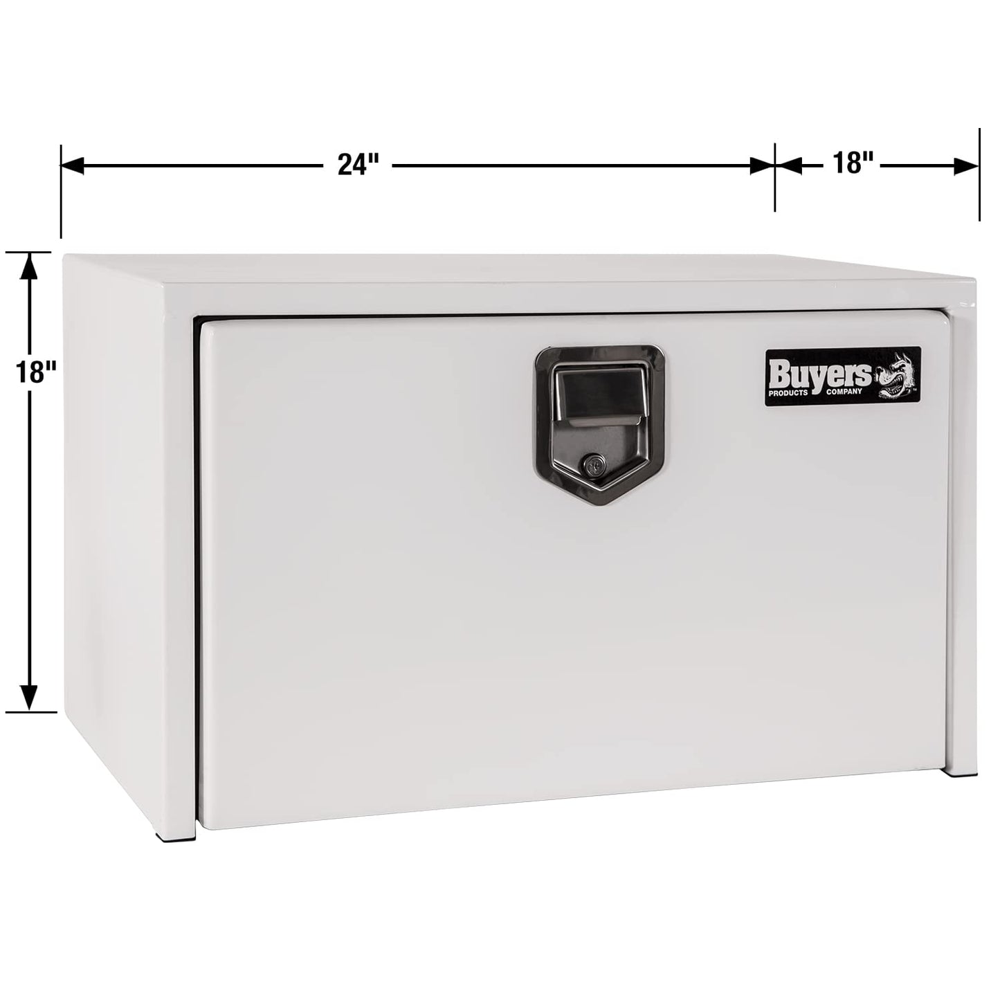 Buyers Products 1702200 Steel Underbody Truck Box with Lockable Paddle Latch, 18x 18x 48 Inch, for Work/ Utility Truck, Truck Storage and Organizer, Made in the USA, White