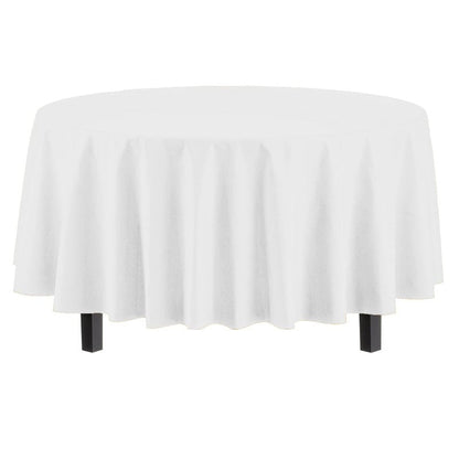 Exquisite Party Solids 6-Pack Premium Plastic Tablecloth 84in. Round Plastic Table Cover - White