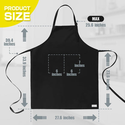 ROTANET Extra Large Apron for Men Adjustable Bib Aprons with 2 Pockets Cooking Kitchen Bbq Grilling Big for Women Chef Water & Oil Resistant Black 2 Pack