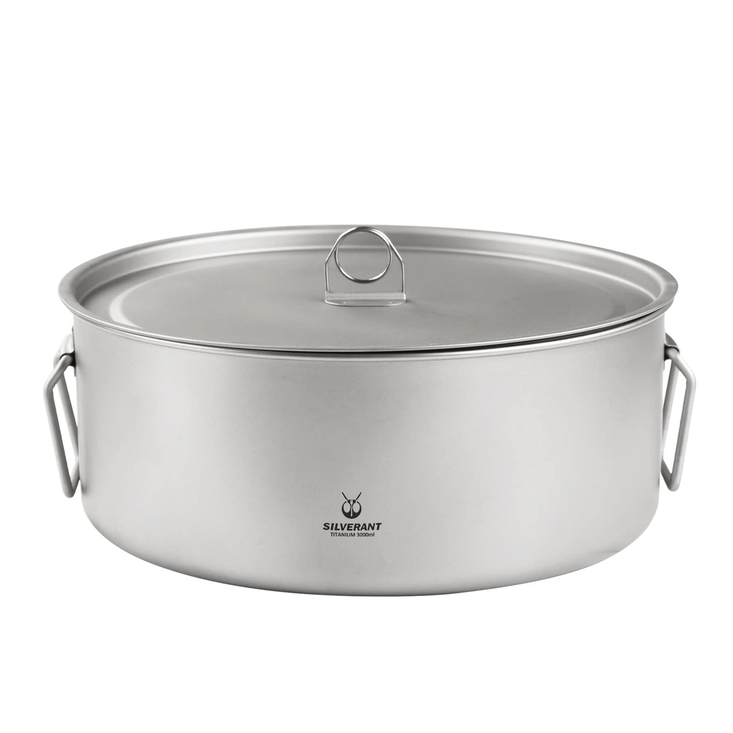 SILVERANT Ultralight Titanium Large 2-piece Pot & Pan Camping Cookware Set, Lightweight Titanium Camping Pot Mug with Hanger/Retractable Handles and Mesh Drawstring Bag