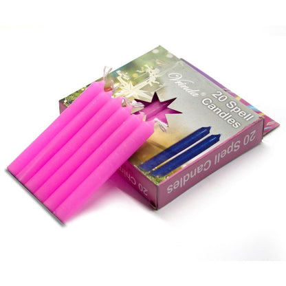Vrinda® Set of 20-4" Mini Chime Ritual Spell Unscented Taper Candles – Ideal for Chime/Altar/Spell Work (Pink)