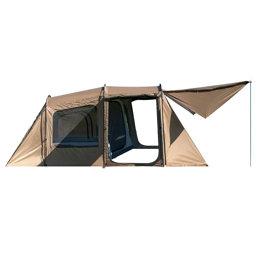 Outdoor Camping Tent 6 Person, Large Family Tunnel Tent with 4 Door 2 Window