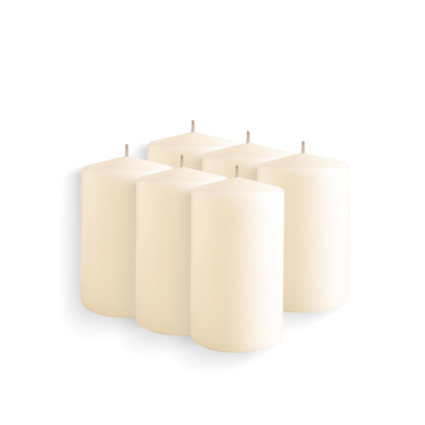 Simply Soson Ivory Pillar Candles - Set of 6, 2.5x4 Inch, Emergency & Tall, Unscented Wax Candles