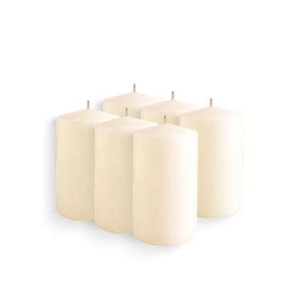Simply Soson Ivory Pillar Candles - Set of 6, 2.5x4 Inch, Emergency & Tall, Unscented Wax Candles