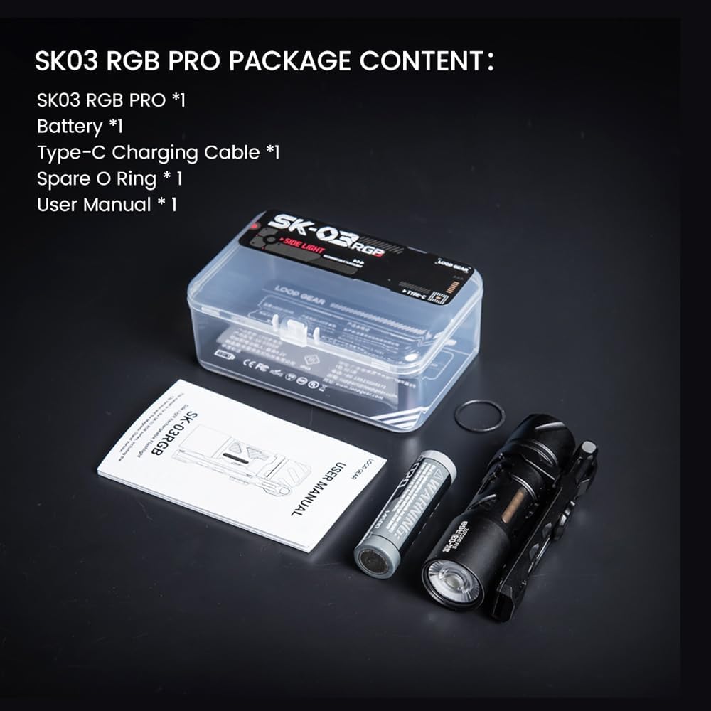 LOOP GEAR SK03 RGB Pro EDC Rechargeable Flashlight, 8-Color RGB Sidelight & 1000 Lumen, IP68 Waterproof, Magnetic Stand, Built-in Multi-Tool – Mini Torch for Emergencies, Camping (Black)