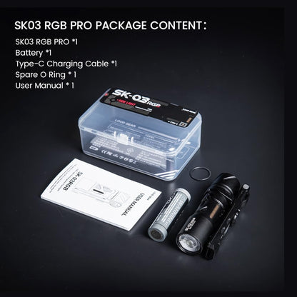 LOOP GEAR SK03 RGB Pro EDC Rechargeable Flashlight, 8-Color RGB Sidelight & 1000 Lumen, IP68 Waterproof, Magnetic Stand, Built-in Multi-Tool – Mini Torch for Emergencies, Camping (Black)