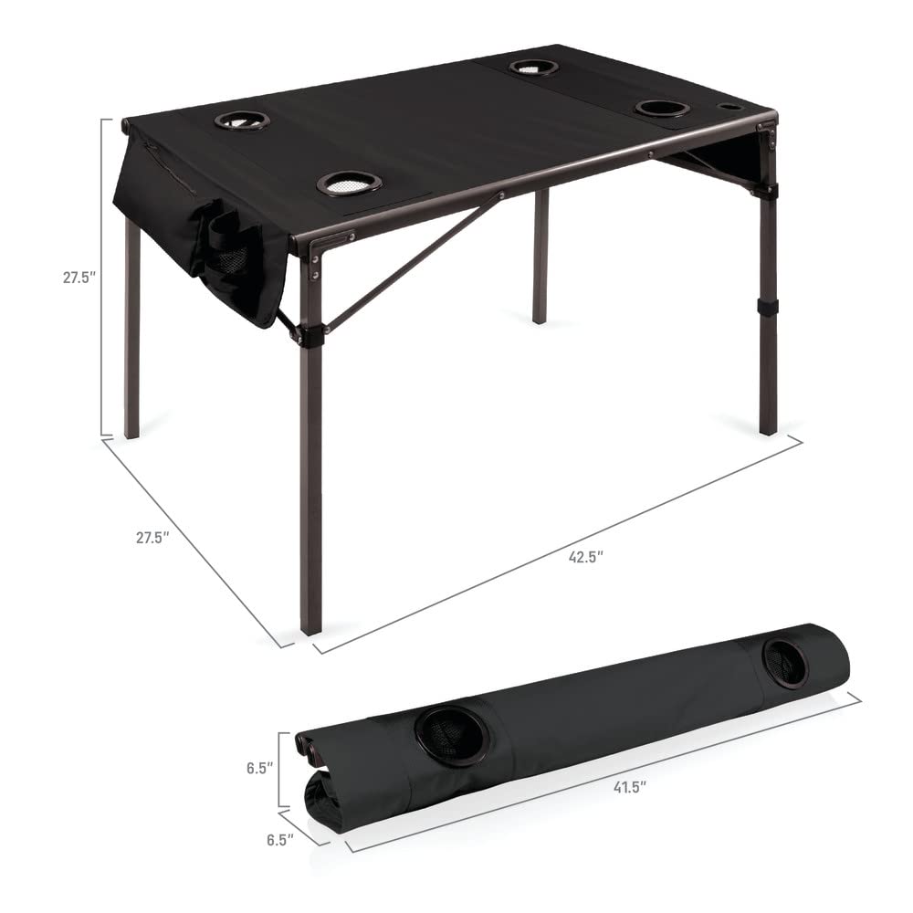 PICNIC TIME NCAA LSU Tigers Soft Top Travel Table, Black, One Size (799-00-179-294-0)