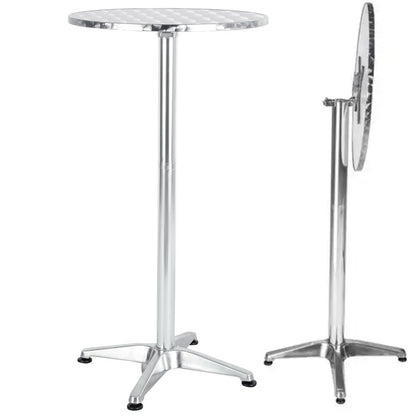 BTEXPERT Set of 10 Commercial 45-Inch Bar Height Round Patio Tables – 23.75" Diameter Aluminum Flip Top Tables with 25.75" Base – Indoor Outdoor Stainless Steel Silver Restaurant Furniture