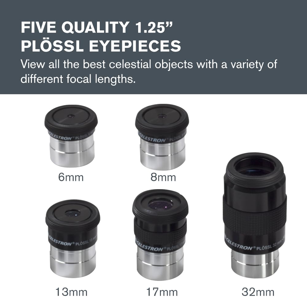 Celestron Accessory Kit with Five 1.25" Plossl Eyepieces, 2x Barlow and Filter Set