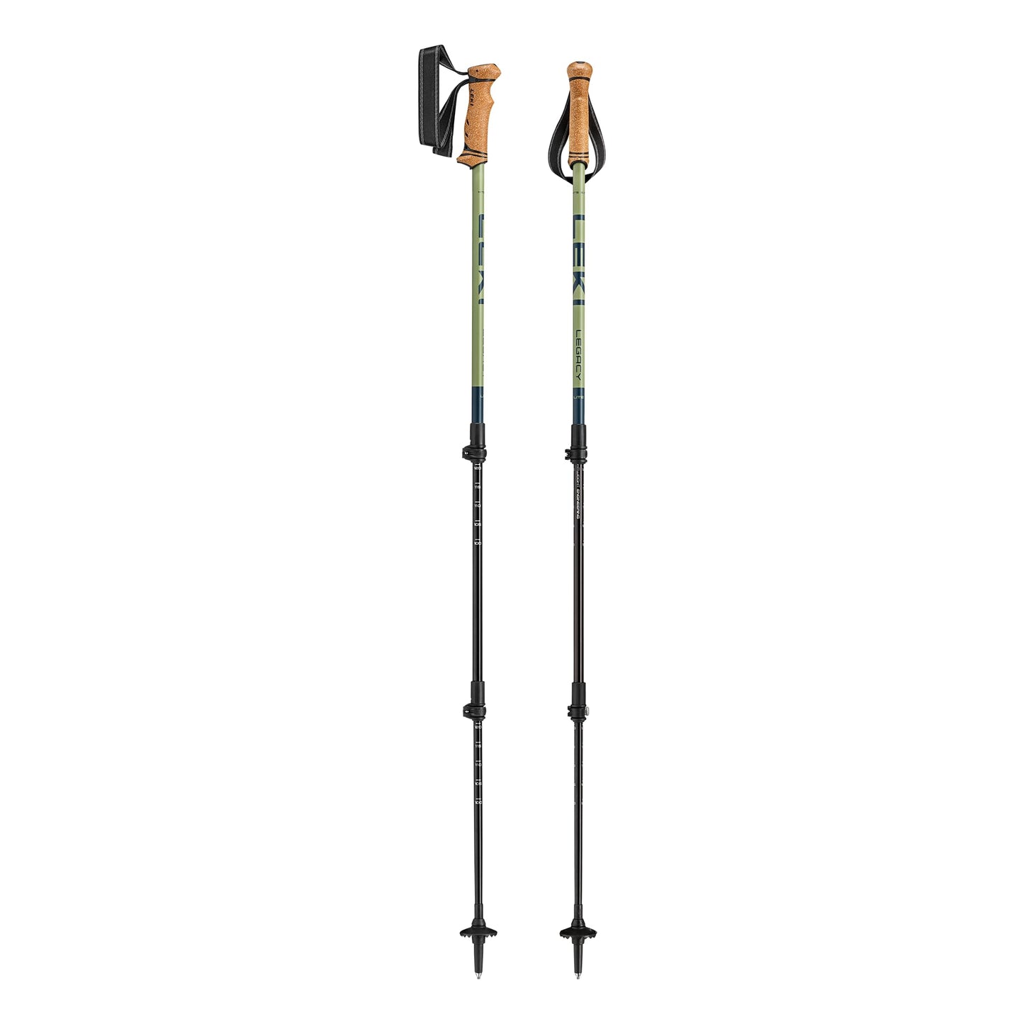 LEKI Legacy Lite Trekking Poles - Aluminum Collapsible Lightweight Walking Poles for Hiking - Denimblue-Darkolive - 90-125 cm