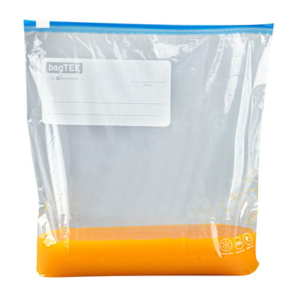 Restaurantware Bag Tek 1 Gallon Freezer Slider Bags 1000 Disposable Zipper Pouch Bags - Slide Zipper Expandable Bottom Clear Plastic Freezer Bags With Write-On-Label For Food Storage