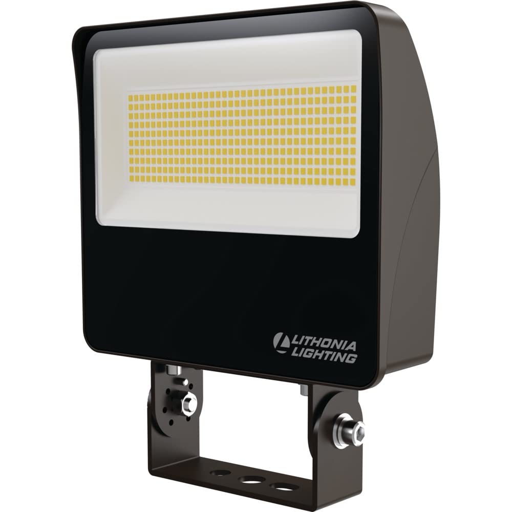 Lithonia Lighting All-in-One LED Flood Light, Waterproof LED Outdoor Light Fixture with Adjustable Brightness and Color Temperature, Yoke or Slipfitter Mount Dusk to Dawn Outdoor Lighting, MVOLT