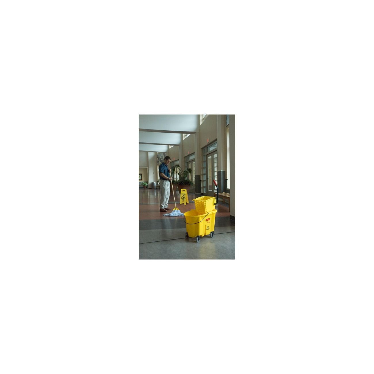 Rubbermaid Commercial Products "Caution Wet Floor" Sign, 26-Inch, Yellow, 2-Sided, Floor Warning Sign for Public Spaces, Pack of 6