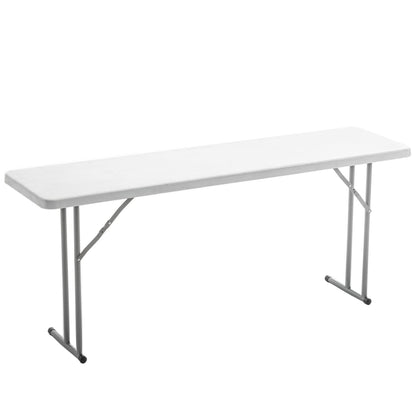BTEXPERT Set of 10, 5-Foot - 60" Long White Plastic Folding Seminar Training Table Portable 18" Wide Narrow, 29" High, Events Indoor Outdoor Lightweight
