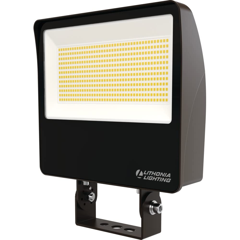Lithonia Lighting All-in-One LED Flood Light, Waterproof LED Outdoor Light Fixture with Adjustable Brightness and Color Temperature, Yoke or Slipfitter Mount Dusk to Dawn Outdoor Lighting, UVOLT