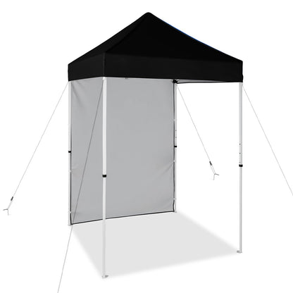 EAGLE PEAK Pop up Canopy 5x5, Outdoor Portable Canopy Tent with One Removable Sunwall, Carry Bag Included, Black