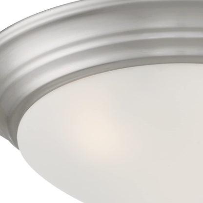 DESIGNERS FOUNTAIN 2-Lights Flush Mount Ceiling Lights, 14 Inch Tap Etched Glass Lighting Fixture for Kitchen, Bedroom, Bathroom, and Hallway, Brushed Nickel, 1360M-BN