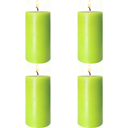 4 Pack Apple Green Pillar Candles, 2x4 Inch, Long-Lasting, Dripless and Smokeless Unscented Candles, Ideal for Home Décor, Parties Weddings and Relaxation