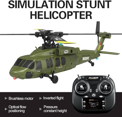 X-MechFun Black Hawk K200 RC Helicopter - 6CH Simulation RC Aircraft with Optical Flow &amp Altitude Hold &amp One-Key Inverted Flight 2.4Ghz Remote Console Helicopter Model for Hobbyists