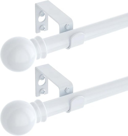 GXOACKJ Heavy Duty Metal Curtain Rod Set - 2 Pack White Rods for Windows 28 to 78 Inches | 5/8 Inch Diameter