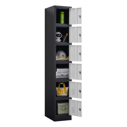FURSTEL 71" Heavy-Duty Steel Locker Cabinet (6-Door 6-Tier) - Secure Storage for School Lockers, Office Employee, Gym & Home Organization - Industrial Metal Lockers
