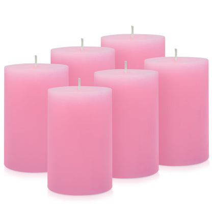 6 Pack 2.75 "x 3.25" Pink Pillar Candle for Home Restaurants Spa Church Weddings, Hand Poured Unscented Smokeless Dripless Column Candle, Emergency, Long-Lasting Candle