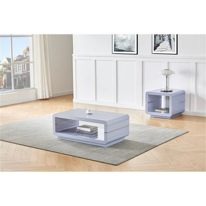popular Furniture CT49 End Table, Light Gray, Lacquer Finish