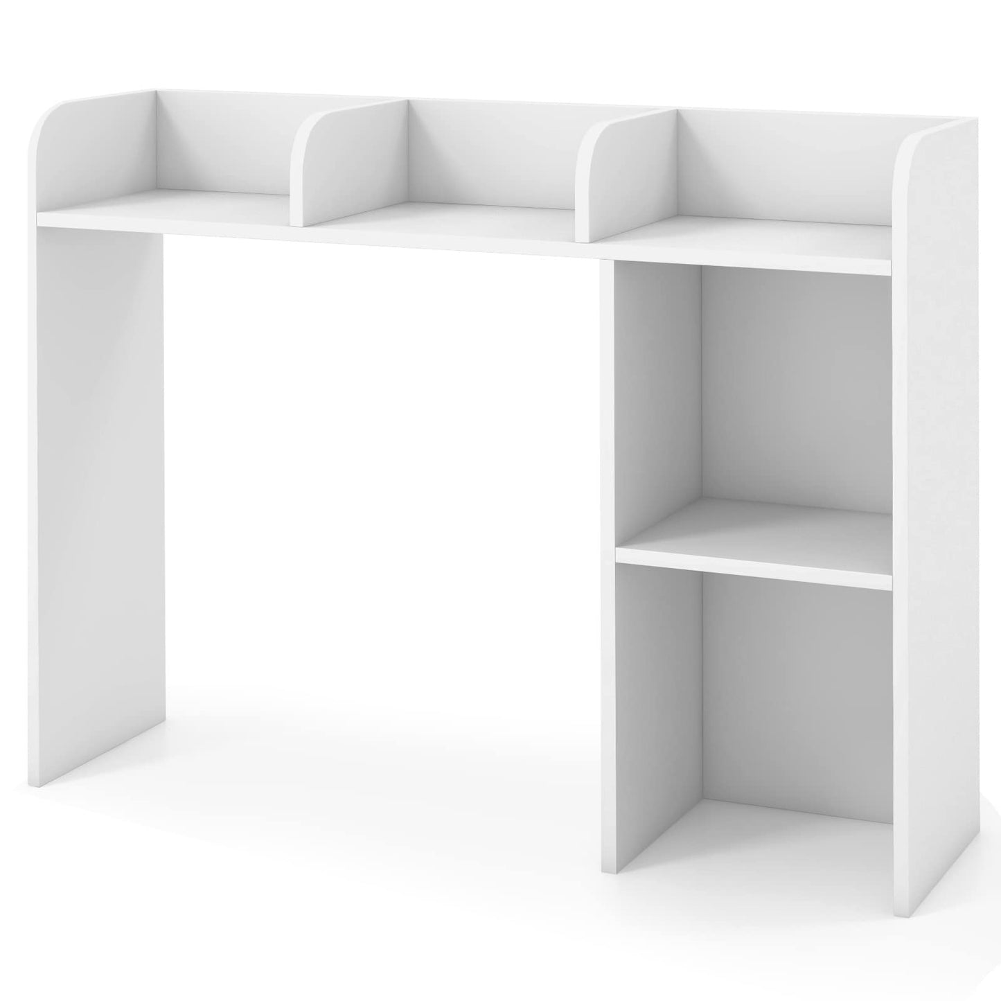 Tangkula Desktop Bookshelf, Countertop Storage Hutch with 5 Shelves for Computer Desk, Desk 3-Tier Display Rack, Multipurpose Wood Desktop Hutch Storage Organizer for Dorm Office Home