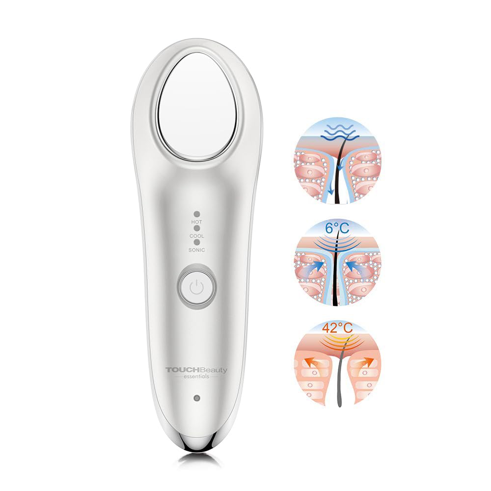 TOUCHBeauty Hot & Cold Facial Massager - Handheld Vibration Skin Rejuvenating Relaxation Device for Smoother Tighter Face, Skincare Warming & Cooling Beauty Tool for Women