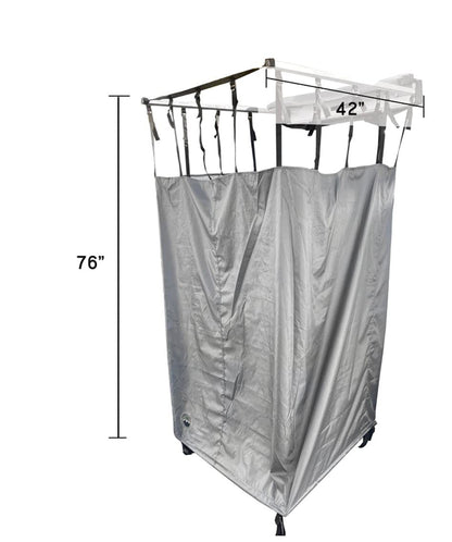 Overland Vehicle Systems HD Nomadic Car Side Shower Room with Black 1000G PVC Travel Cover, Universal L - Brackets, Dark Grey Body with Silver Inner Lining