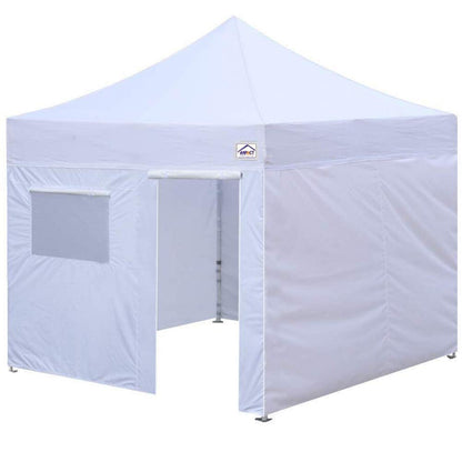 iMPACT Canopy USA 10' x 10' Canopy Kit, Includes 4 Sidewalls One with Door and Window, 4 Weight Bags, Spike & Rope, Roller Bag, White