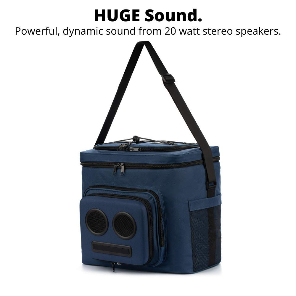 The #1 Cooler with Speakers on Amazon. 20-Watt Bluetooth Speakers for Parties/Festivals/Boat/Beach. Rechargeable, Works with iPhone & Android (Blue)