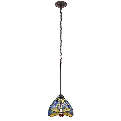 Chloe Lighting Mini-Pendant - Tiffany-Style Dragonfly, 1 Light, 8in Wide, Multicolor, Model CH3T524BD08-DP1