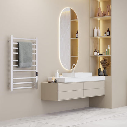 SATOH Towel Warmer for Bathroom Heated Towel Rack Wall Mounted Electric Drying Rail with Plug-in Installation & Timer Stainless Steel Hot Towel Warmer - 88cm x 53cm (Polished Chrome)