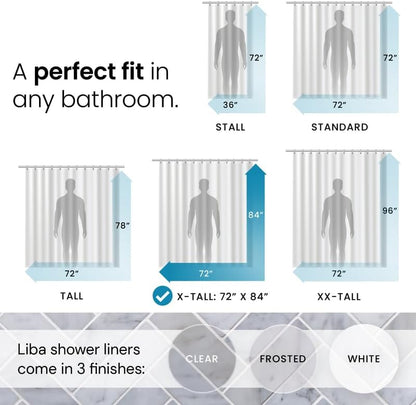 LiBa Waterproof Shower Curtain - Premium Non-Toxic PEVA with Rust-Proof Grommets | Heavy Duty 72x84 Clear