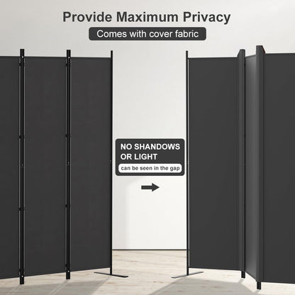 Kokorona 6 Panel Room Divider, 6FT Tall Folding Privacy Screen Wall Dividers, Portable Privacy Screen Freestanding Room Divider for Room Separation, Included - Cover Strips, Grey, 120''W x 72''H
