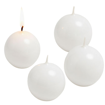 Biedermann & Sons Ivory Round Candles (Set of 4), Unscented Dripless Balls, 2.5" Spheres, 8 Hour Burn, for Mantels Shelves and Tabletop Displays
