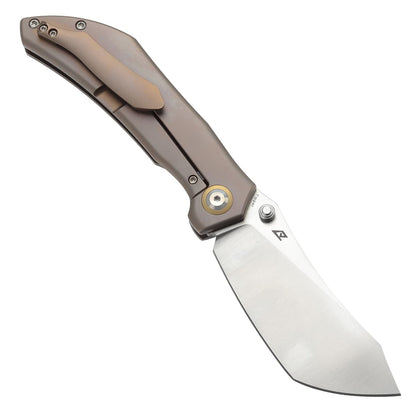 KANSEPT Tipper Pocket Folding Knife, 3.38" Satin Cpm S35vn Steel Blade, Bronze Anodized Titanium Handle with Thumb Stud, Frame Lock, Sharp Knives Gift for Men Women Camping Survival Hiking K1079A2