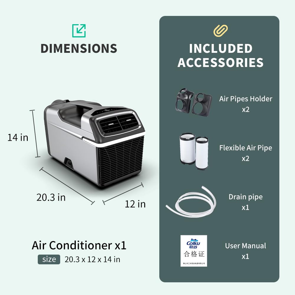 CIGREEN Portable Air Conditioner Air Conditioning Unit Tent Air Conditioner Air Portable AC for Outdoor Tent Camping RV Van Life and Home Use