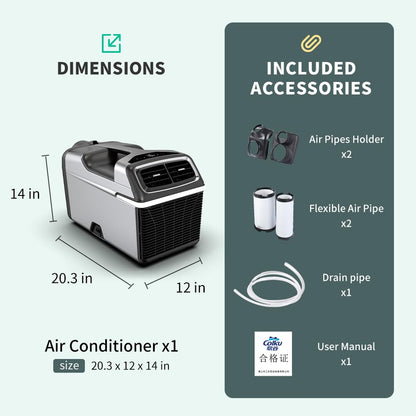 CIGREEN Portable Air Conditioner Air Conditioning Unit Tent Air Conditioner Air Portable AC for Outdoor Tent Camping RV Van Life and Home Use