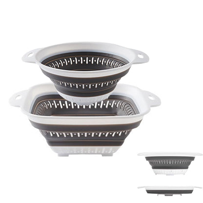 Collapsible Colander and Strainer,Silicone Strainer Colanders & Food Strainers,for Vegetable and Fruit, Kitchen Essentials (2, White, 1.3L+2.5L)